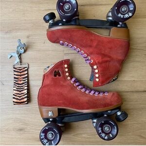 ⚠️⚠️⚠️SOLD⚠️⚠️⚠️⚠️⚠️Moxi Skates- Poppy Red Suede Roller Skates- unisex
